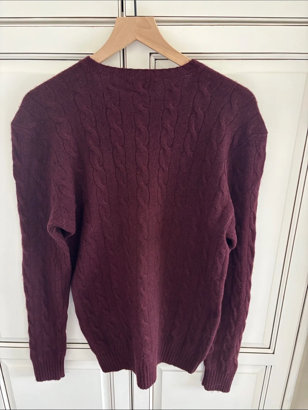 Polo Ralph Lauren Wool Cashmere Cable Knit Preppy Sweater Burgundy Mens Medium